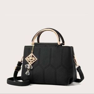 Black stitch detail satchel bag